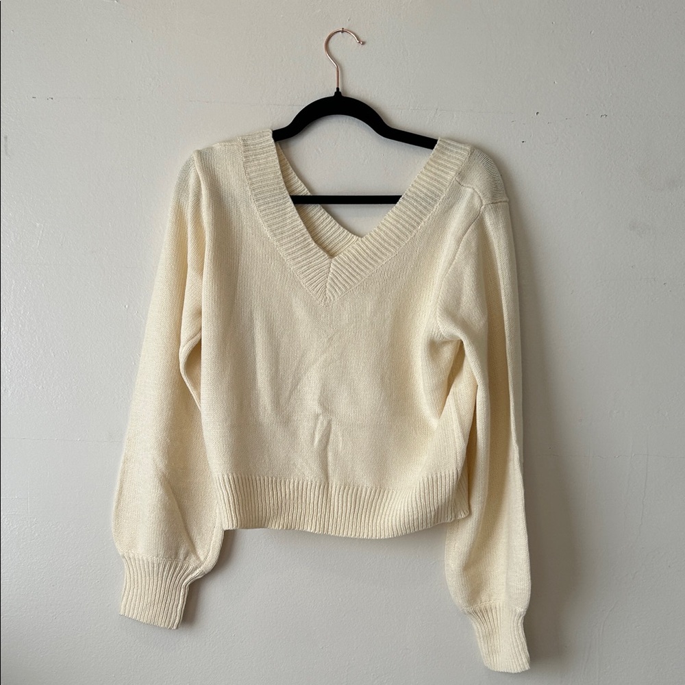 Zaful Cream V-Neck Sweater